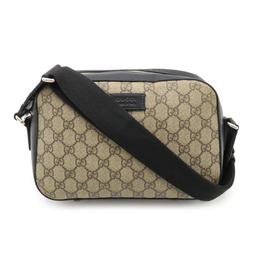 Gucci GG Supreme Crossbody Bag Leather Beige Brown Cream Black